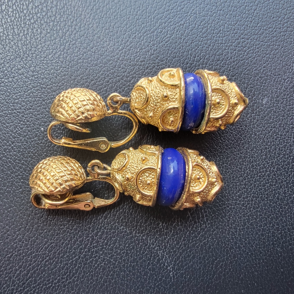 Gold and Blue Earrings
